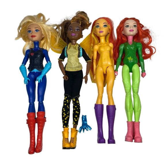 DC Mattel Barbie Lot 4 Dolls Super Hero Girls Poison Ivy Bumble Bee Starfire - Picture 1 of 3